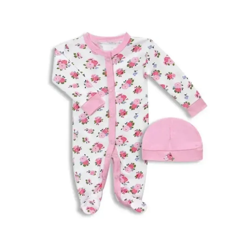 Baby Vision Preemie Clothing*Luvable Friends Preemie Sleep N Play & Cap, Baby Girl Floral