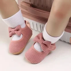 MacroBaby Baby Shoes*- Baby Girls Shoes Cute Bowknot Striped Mary Jane Flats, Pink