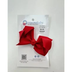 MacroBaby Baby Hair Accessories*- Hair Bow Medium, Red