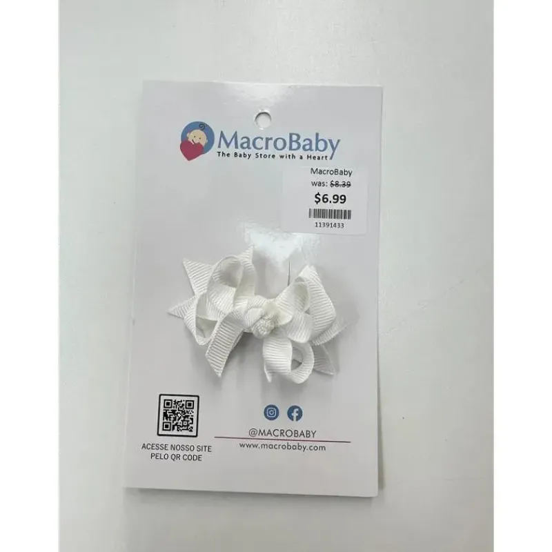 MacroBaby Baby Hair Accessories*- Hair Bow Mini, White