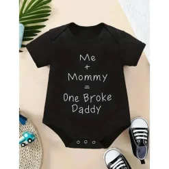 MacroBaby Baby Onesies & Bodysuits*- Me+Mommy=One Broke Daddy Short Sleeve Onesie, Black