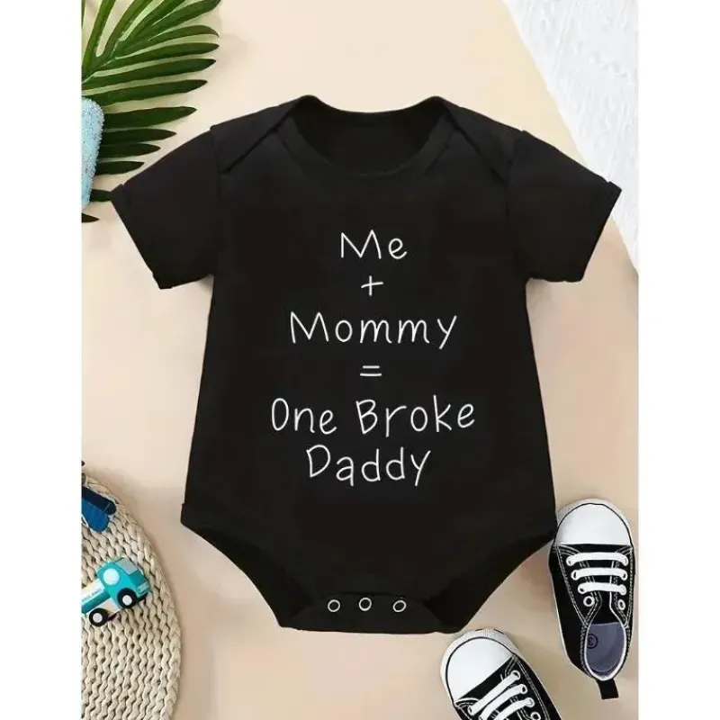 MacroBaby Baby Onesies & Bodysuits*- Me+Mommy=One Broke Daddy Short Sleeve Onesie, Black