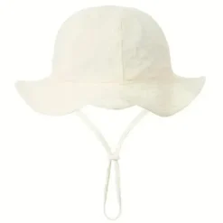 MacroBaby Baby Hats*- Protective & Stylish Baby Bucket Hat, Creamy White