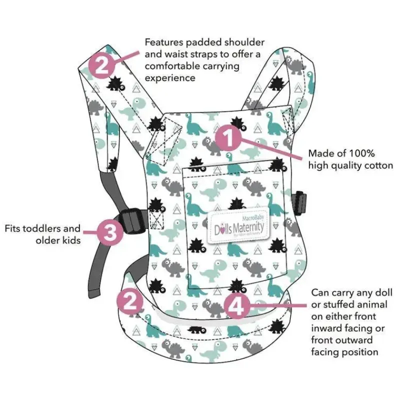 MacroBaby Dolls Accessories|Dolls*Doll's Maternity Doll Carrier, Dinosaur