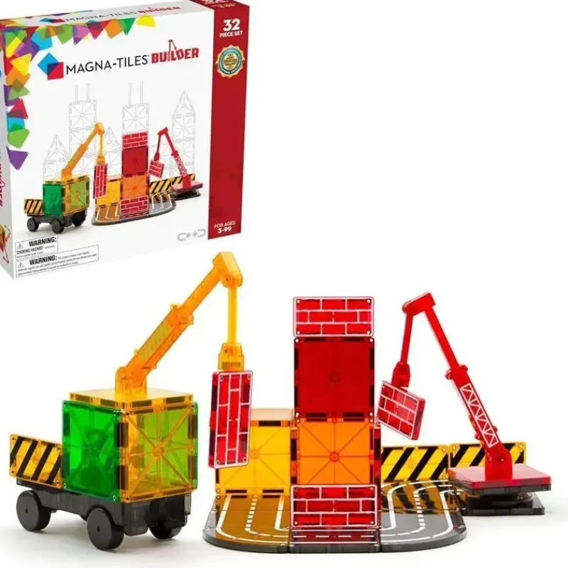 Kids Magnatiles Gift For Kids*- Builder 32-Piece Magnetic Construction Set