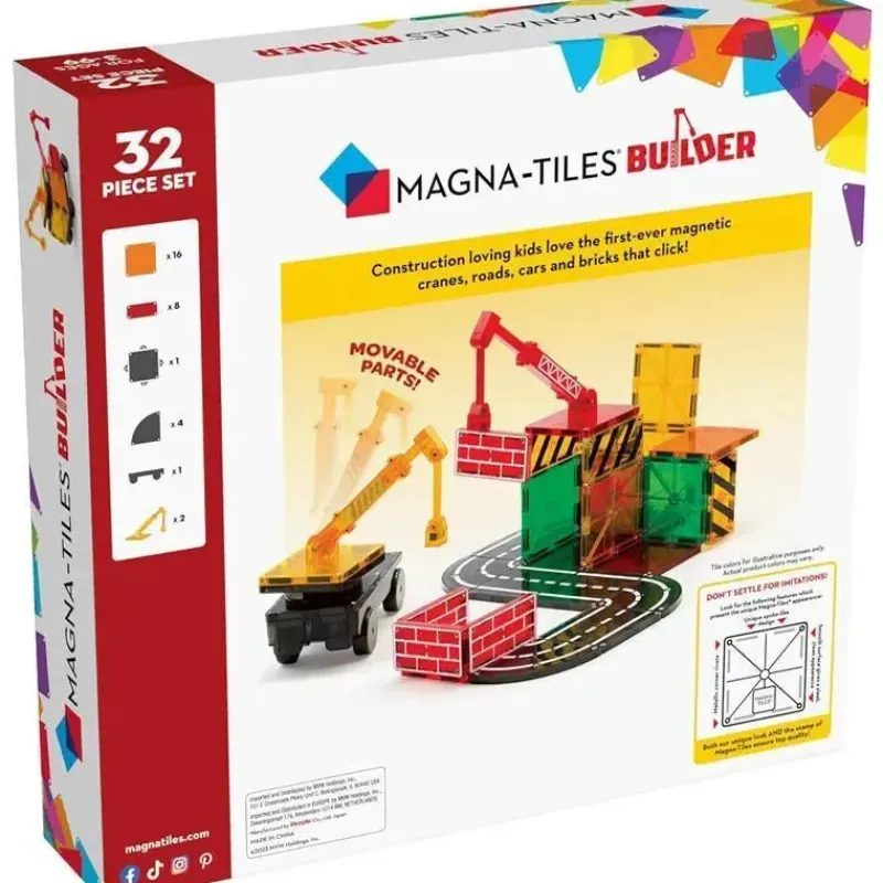 Kids Magnatiles Gift For Kids*- Builder 32-Piece Magnetic Construction Set