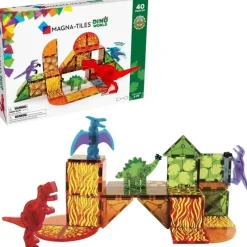 Kids Magnatiles Gift For Kids*- Dino World 40-Piece Magnetic Construction Set
