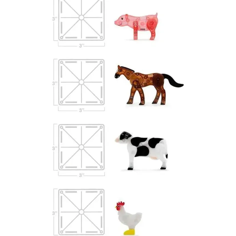 Kids Magnatiles Gift For Kids*- Farm Animals 25-Piece Magnetic Construction Set