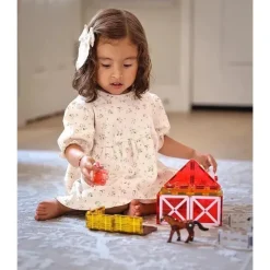 Kids Magnatiles Gift For Kids*- Farm Animals 25-Piece Magnetic Construction Set