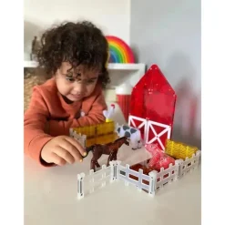 Kids Magnatiles Gift For Kids*- Farm Animals 25-Piece Magnetic Construction Set