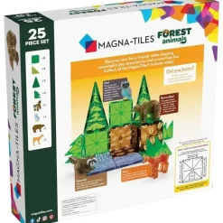 Kids Magnatiles Gift For Kids*- Forest Animals 25-Piece Magnetic Construction Set