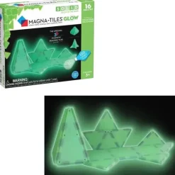 Kids Magnatiles Gift For Kids*- Glow 16-Piece Magnetic Construction Set