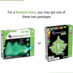 Kids Magnatiles Gift For Kids*- Glow 16-Piece Magnetic Construction Set