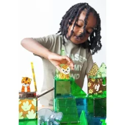 Kids Magnatiles Gift For Kids*- Jungle Animals 25-Piece Magnetic Construction Set