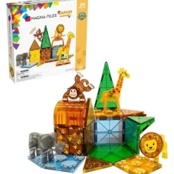 Kids Magnatiles Gift For Kids*- Safari Animals 25-Piece Magnetic Construction Set