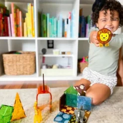 Kids Magnatiles Gift For Kids*- Safari Animals 25-Piece Magnetic Construction Set