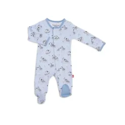 Magnificent Baby Organic|Baby Sleepwear*- Baby Boy Zbest Time Blue Modal Magnetic Footie