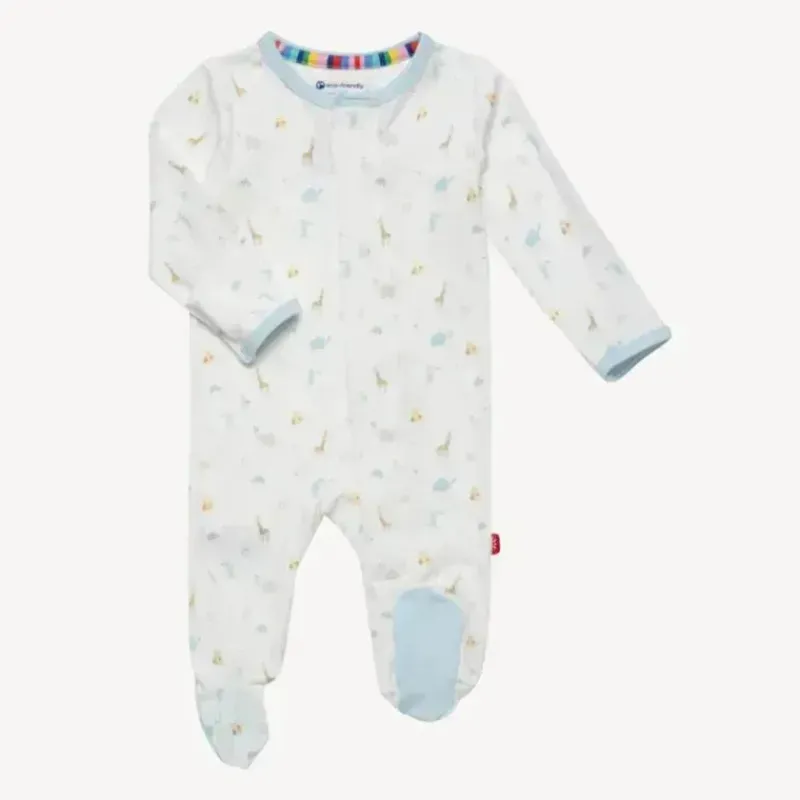 Magnetic Me Baby Sleepwear*Magnificent Baby - Blue Little Bitty Pretty One Bamboo Footie