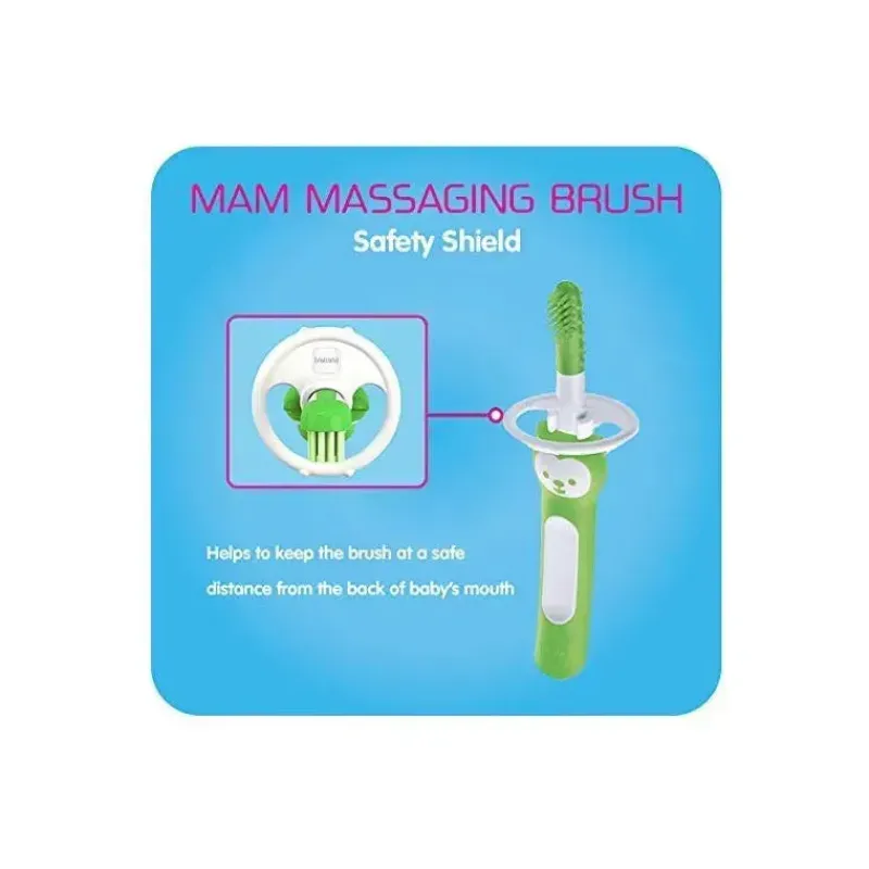 Mam Oral & Nasal Care*3+ Months Massaging Baby Toothbrush, Gum Cleaner and Massager - Blue