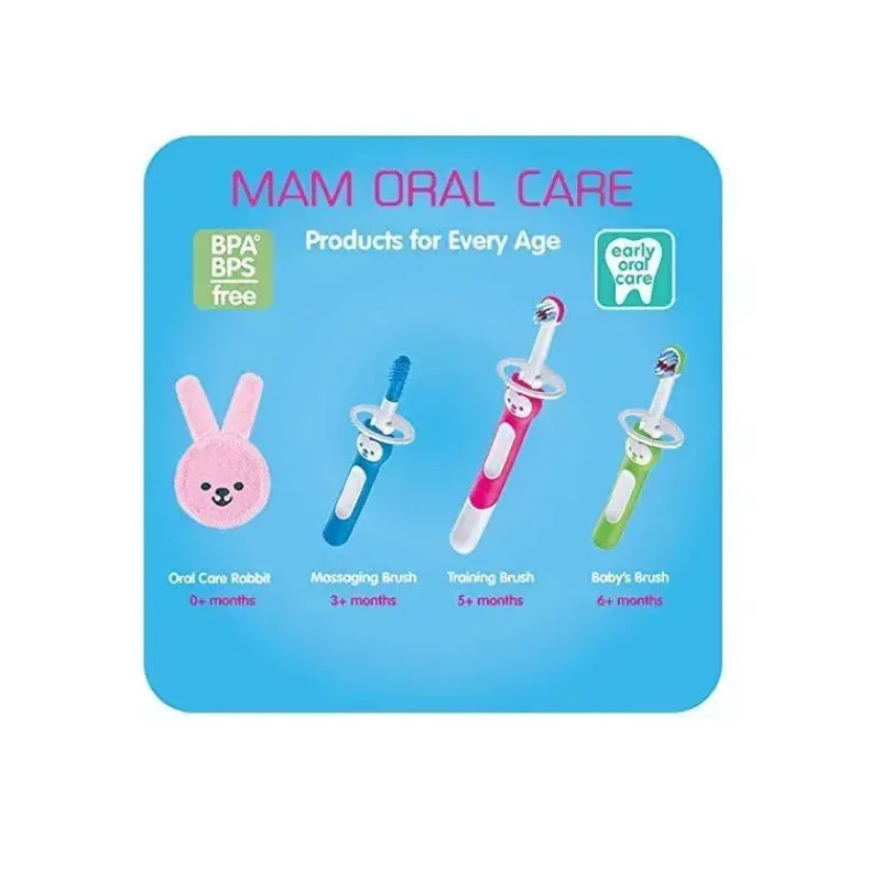 Mam Oral & Nasal Care*3+ Months Massaging Baby Toothbrush, Gum Cleaner and Massager - Blue
