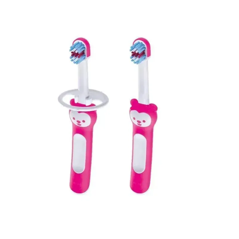 Mam Oral & Nasal Care*Learn to Brush Baby Toothbrush Set 5+M - Pink