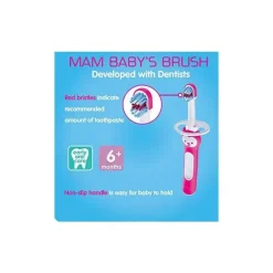 Mam Oral & Nasal Care*Learn to Brush Baby Toothbrush Set 5+M - Pink