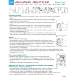 Mam Breast Pumps*Manual Breast Pump, Portable Breast Pump With Easy Start Anti-Colic Baby Bottle, Includes 2 Bottle Nipples, Unisex