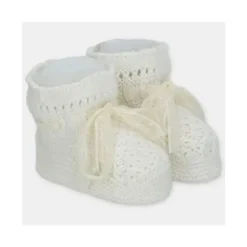 Martin Aranda Baby Shoes*- Baby Booties Knit Marfil, Pink Ciruela