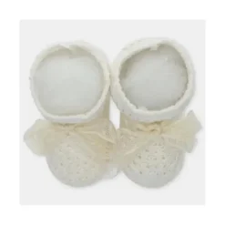 Martin Aranda Baby Shoes*- Baby Booties Knit Marfil, Pink Ciruela
