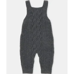 Martin Aranda Baby One-Pieces*- Baby Boy Separate Knit Short Overall Moutard, Light Grey