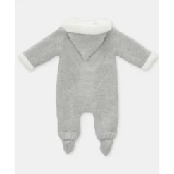 Martin Aranda Baby One-Pieces*- Baby Boy Sweater Knit Lined Pramsuit With Removable Feet Glace, Light Blue