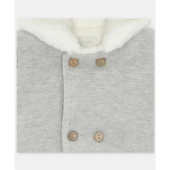 Martin Aranda Baby One-Pieces*- Baby Boy Sweater Knit Lined Pramsuit With Removable Feet Glace, Light Blue