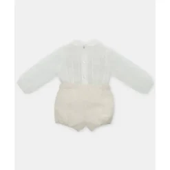 Martin Aranda Baby Sets*- Baby Boy Set Shirt & Boys Shorts With Suspenders Tenerezza, Ivory