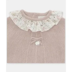 Martin Aranda Baby Sets*- Baby Girl Peonia Set Sweater Matching Bloomer, Rosa Palo
