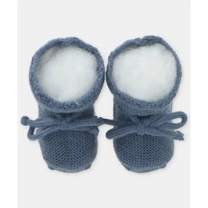 Martin Aranda Baby Shoes*- Baby Girl Knit Booties Garden, Rosa Palo