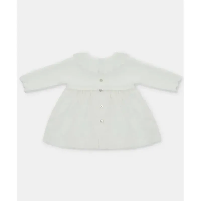 Martin Aranda Dresses|Baby Dresses & Skirts*- Baby Girl Knit Woven Mix Dress Tenerezza, Ivory