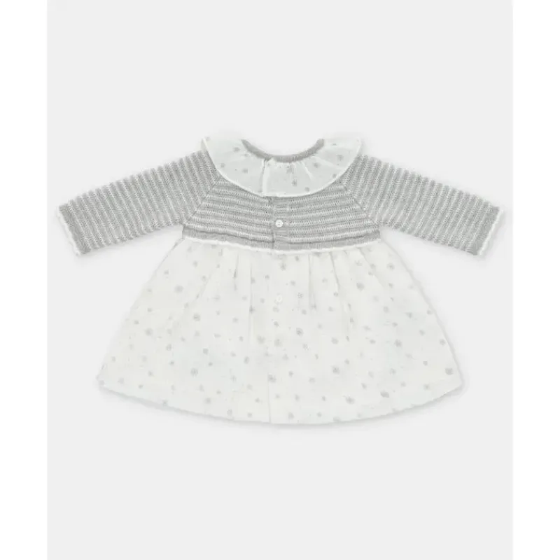 Martin Aranda Dresses|Baby Dresses & Skirts*- Baby Girl Knit Woven Mix Dress & Glace, Light Grey