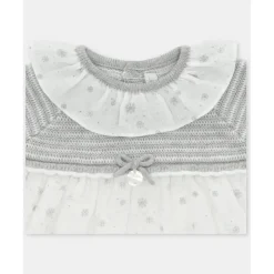 Martin Aranda Dresses|Baby Dresses & Skirts*- Baby Girl Knit Woven Mix Dress & Glace, Light Grey