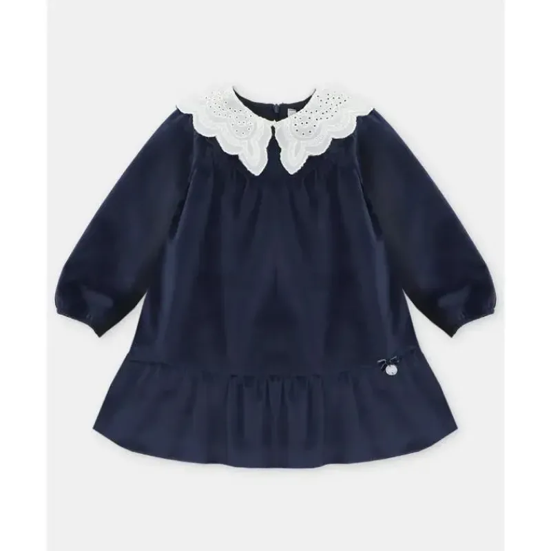 Martin Aranda Dresses|Baby Dresses & Skirts*- Baby Girl Velvet Holiday Dress Dark Blue