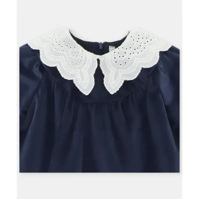 Martin Aranda Dresses|Baby Dresses & Skirts*- Baby Girl Velvet Holiday Dress Dark Blue