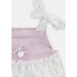 Martin Aranda Baby One-Pieces*- Baby Short Romper Sleeveless Woven Flouncy Neck Mawl Lilac
