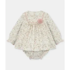 Martin Aranda Baby Sets*- Set Dress & Matching Bloomer Peonia, Rosa Palo