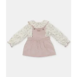 Martin Aranda Baby Sets*- Set Flora Print Blouse & Thin Wale Cord Jumper Peonia, Rosa Palo