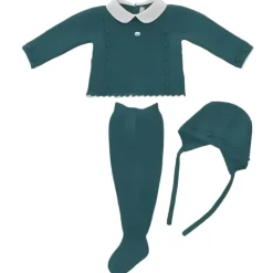 Martin Aranda Take Me Home Outfits*- Take Me Home Set Petit Flowers Sweater, Leggins & Bonnet, Green