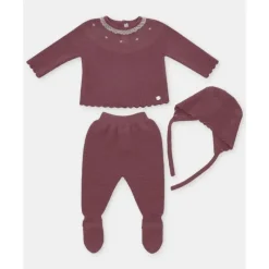 Martin Aranda Take Me Home Outfits*- Take Me Home Set Sweater, Leggings & Bonnet Plum, Light Pink