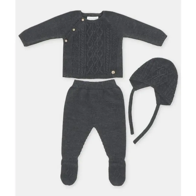 Martin Aranda Take Me Home Outfits*- Take Me Home Set Sweater, Leggings & Bonnet Moutard, Blue Grey