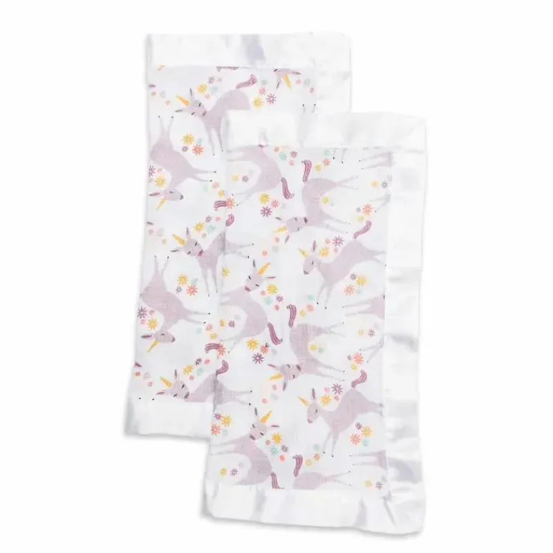 Mary Meyer Blankets & Quilts*- 2Pk Lulujo Cotton Security Blankets, Modern Unicorn