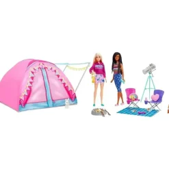 Fisher-Price Barbie*Mattel - Barbie Let's Go Camping Tent Playset with Brooklyn & Malibu Dolls