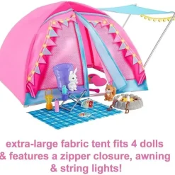 Fisher-Price Barbie*Mattel - Barbie Let's Go Camping Tent Playset with Brooklyn & Malibu Dolls