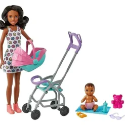 Fisher-Price Barbie*Mattel - Barbie Playset with Babysitter Doll, Curly Brunette Hair